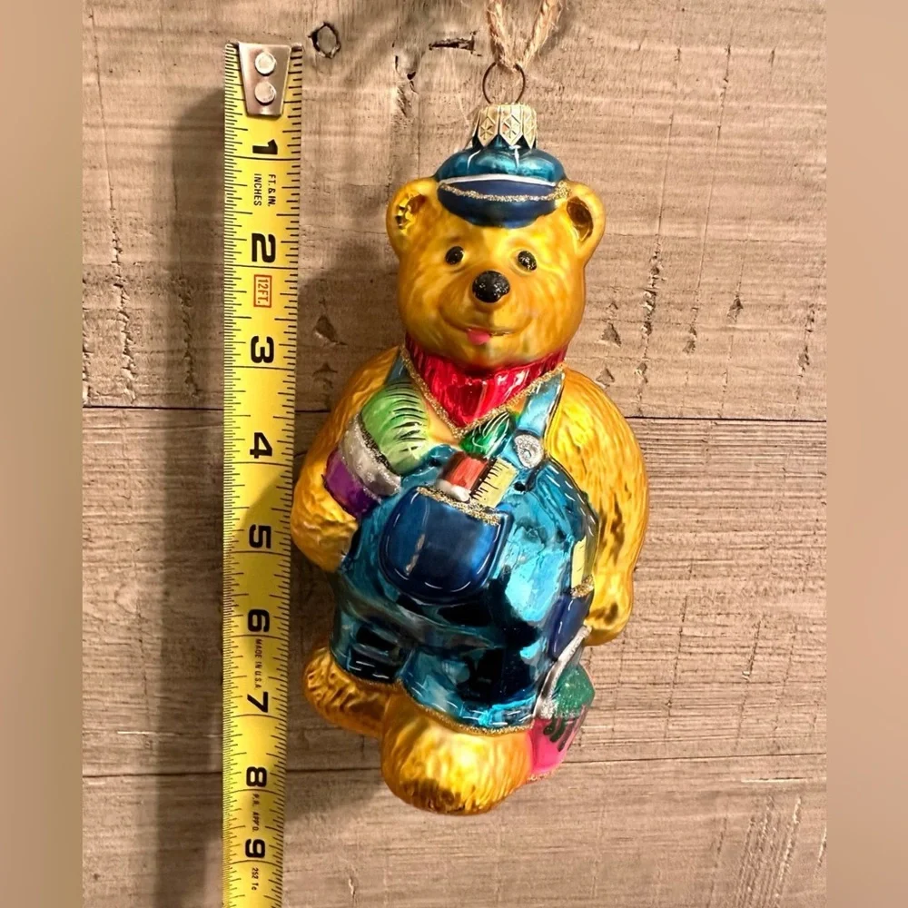 Handblown Glass Kurt Adler Polonaise Komozja Ornament - Painter Bear - Christmas